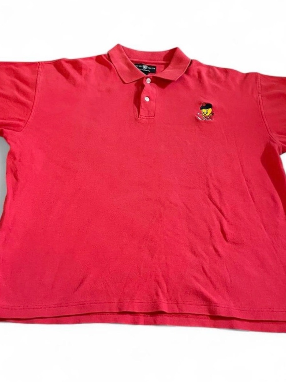 Men’s Vintage 1995 Warner Bros Looney Tunes Tweety Golf Red Polo Size XL